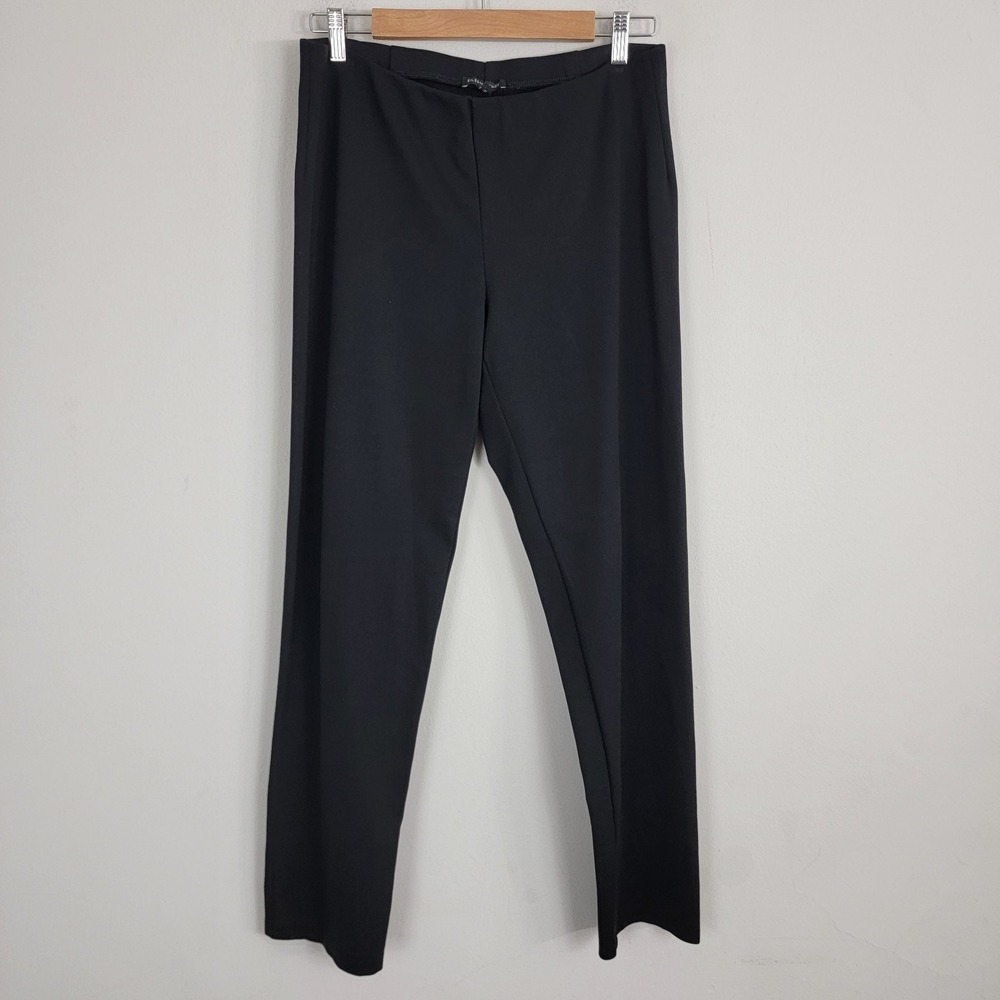 Eileen Fisher Pants Women's M Black Pull On Elastic Waist Stretch Casual Neutral